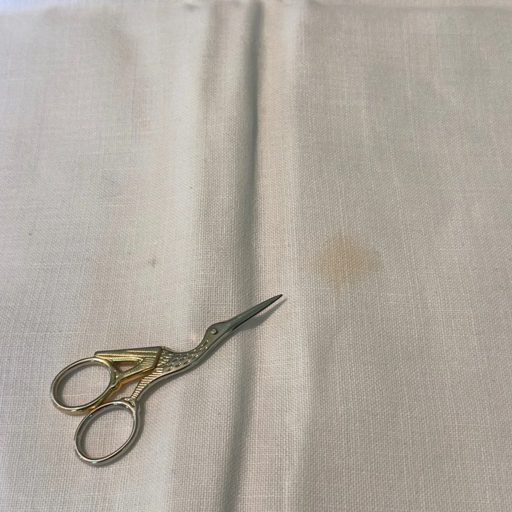 Vintage Linen Tablecloth White Pink Scalloped Edge 48x64 Cottagecore Farmhouse
